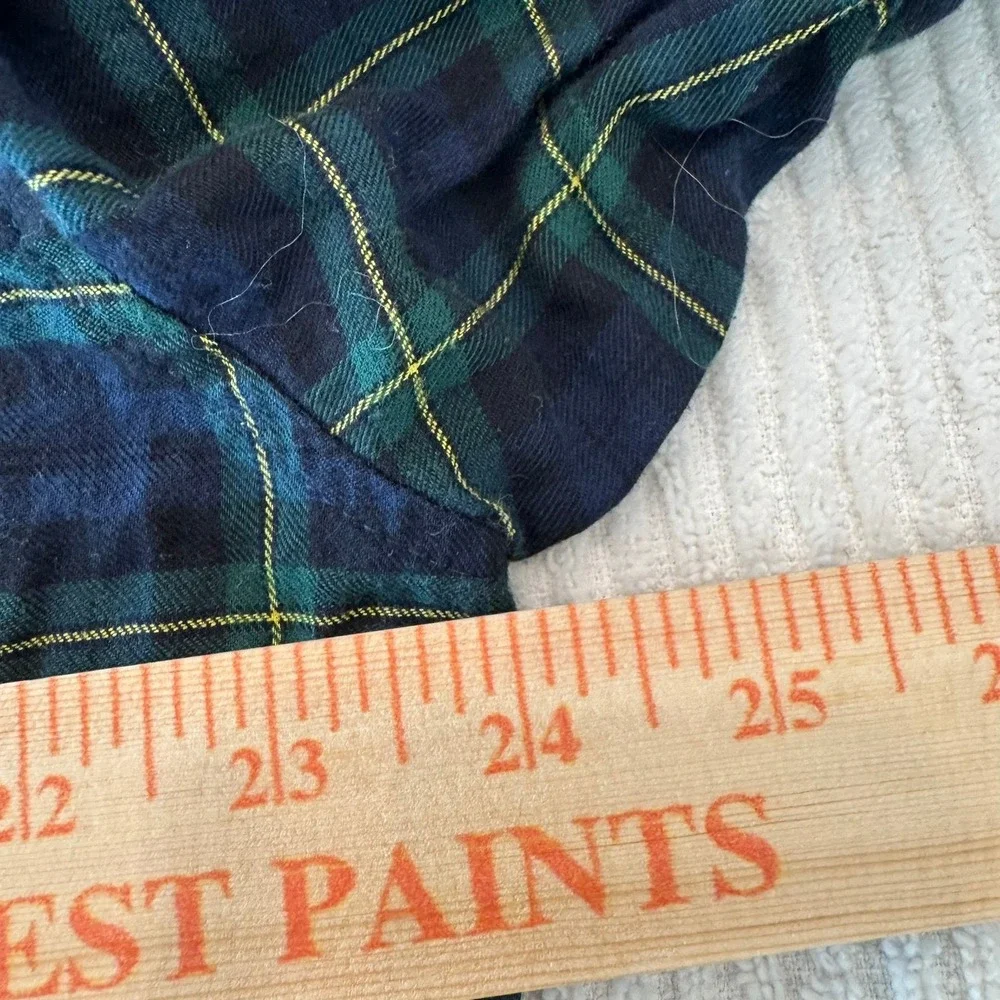 Polo Ralph Lauren Mens Large Plaid Sleepwear Pajama Shirt Navy Green Cotton L